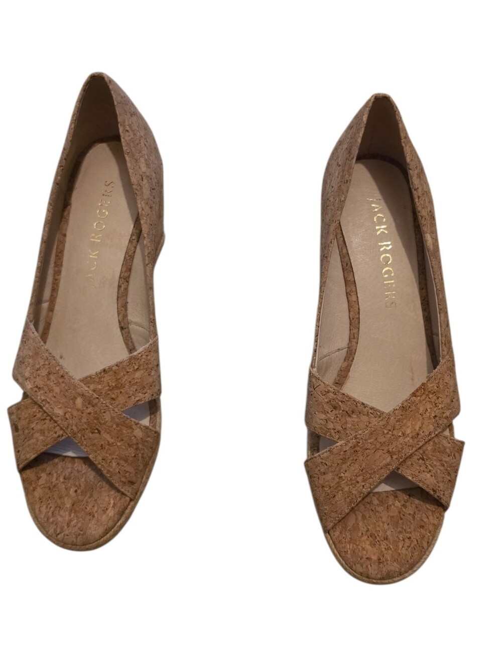 Jack Rogers Women’s Cork Peep-Toe Espradille Wedges in Brown - 8.5